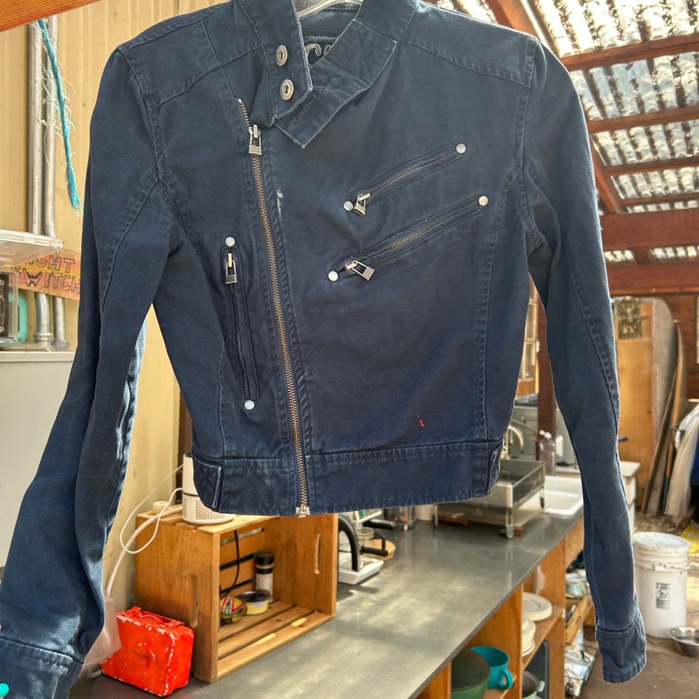 Women's Navy Biker Jacket